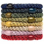 J.CARP 8Pcs Mixed color Hair Ties for Women Girls, Elastics Hair Bands Ponytail Holders, No Damage No Crease Hair Elastics, Perfect for Girls and Women with Thick or Curly Hair, Style 11