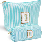 YOOLIFE Travel Makeup Bag for Girls, Initial Makeup Bag | Small Makeup Bag | Teen Girl Gifts for Teenage Girls | Birthday Gifts for Girls | Travel Gifts for Girls | Travel Makeup Bag Organizer - D