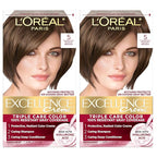 L'Oreal Paris Excellence Crème Permanent Hair Dye, Triple Care Hair Color with Pro-Keratine Complex for 100% Gray Hair Coverage, 5 Medium Brown, 1 Kit (Pack of 2)