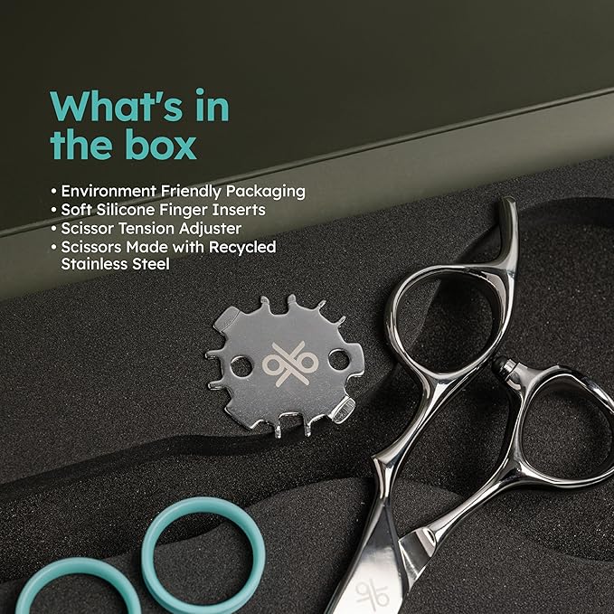 6.3" Professional Hair Scissors – Barber Shears Made with Premium VG10 Steel, Special Blade Angle, Ideal for Straight Cutting and Slide Cutting, Lightweight, Razor-Sharp, Ergonomic Handle | K9 Shears