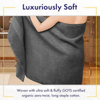 100% Organic Luxury Bath Sheets - GOTS Certified - Extra Large 35x70 Inches (Pack of 2) Zero-Twist, Long-Staple Cotton Bath Sheet Set (Granite Grey)