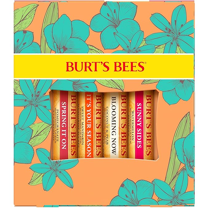 Burt's Bees Gifts Ideas - Just Picked Lip Balm Set, Pomegranate, Watermelon, Sweet Mandarin, Coconut & Pear, Natural Origin Lip Treatment, 4 Tubes, 0.15 oz.