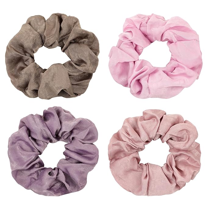 Ivyu Silk Satin Scrunchies - No Crease Hair Ties for Women, Thick Hair Ponytail Holders with Soft Elastic Bands