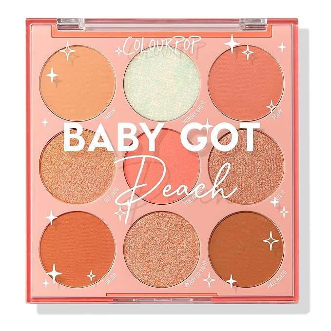 ColourPop Baby Got Peach Eyeshadow Palette - Orange & Coral Shadows with Metallic, Matte and Glitter Finishes - High-Pigment Eye Makeup with a Long-Wearing Formula (0.3 oz)