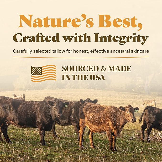 Whipped Tallow Balm, Vanilla Orange Cream Moisturizer, Natural Ingredients, Glass Jar, 2.85 oz, Face and Body Care