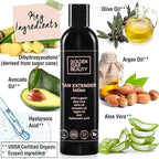 Tan Extender Daily Moisturizer - Best After Tanning Lotion w/Organic Oils and Hyaluronic Acid to Extend Your Tan from Sunless Tanner, Spray Tan, Sun or Tanning Bed 8.0 fl.oz.- Booklet included