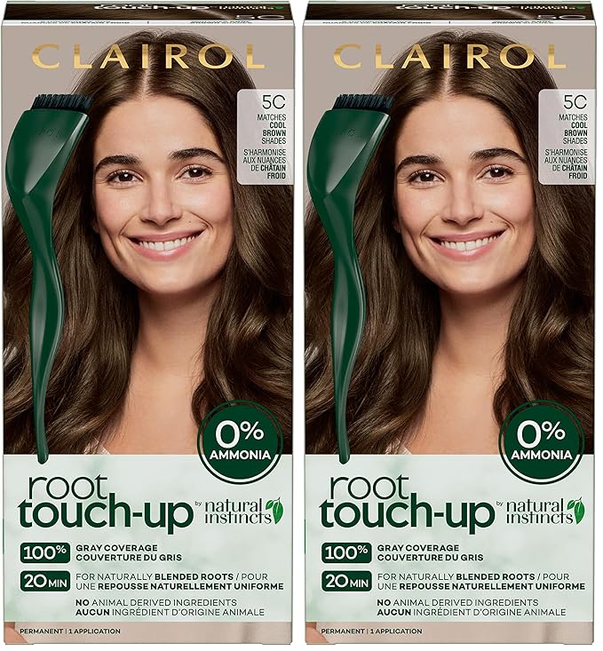 Clairol Root Touch-Up by Natural Instincts Permanent Hair Dye, 5C Cool Brown Hair Color, Pack of 2