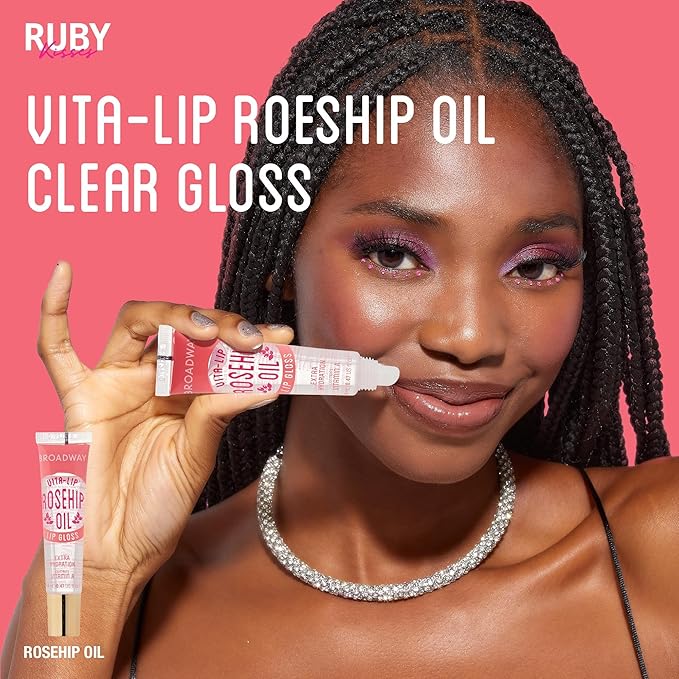 Ruby Kisses Broadway Vita-Lip Clear Lip Gloss (Rosehip Oil 6 Pack), Ultra-Hydrating & Soothing Formula with Vitamin Oils, High-Shine Non-Sticky Finish, Healing Glossy Lip Balm With Vitamin A