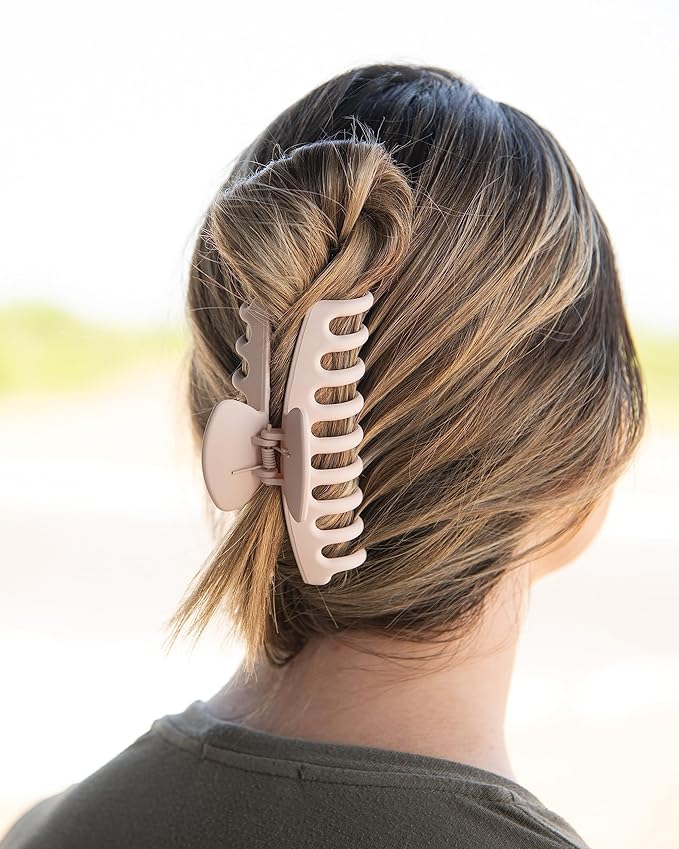 FRAMAR Large Claw Clips For Thick Hair – Large Hairclip Thick Hair, Big Hair Claws Clip For Women, Pink Hairclips, Pink Claw Clip - 4 Pack Non Slip Matte Finish