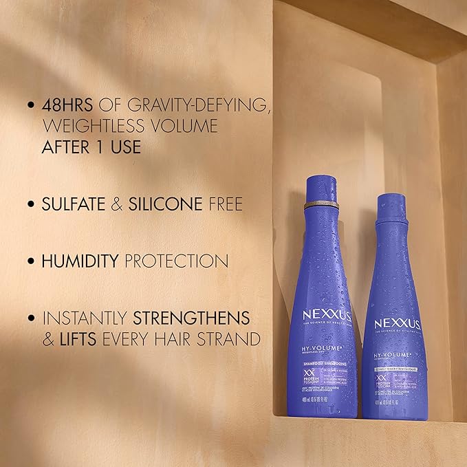 Nexxus Hy-Volume Weightless Lift Shampoo For Flat & Limp Hair Protein Fusion with Collagen Protein & Hyaluronic Acid for 48 Hours of Volume 13.5 Fl Oz