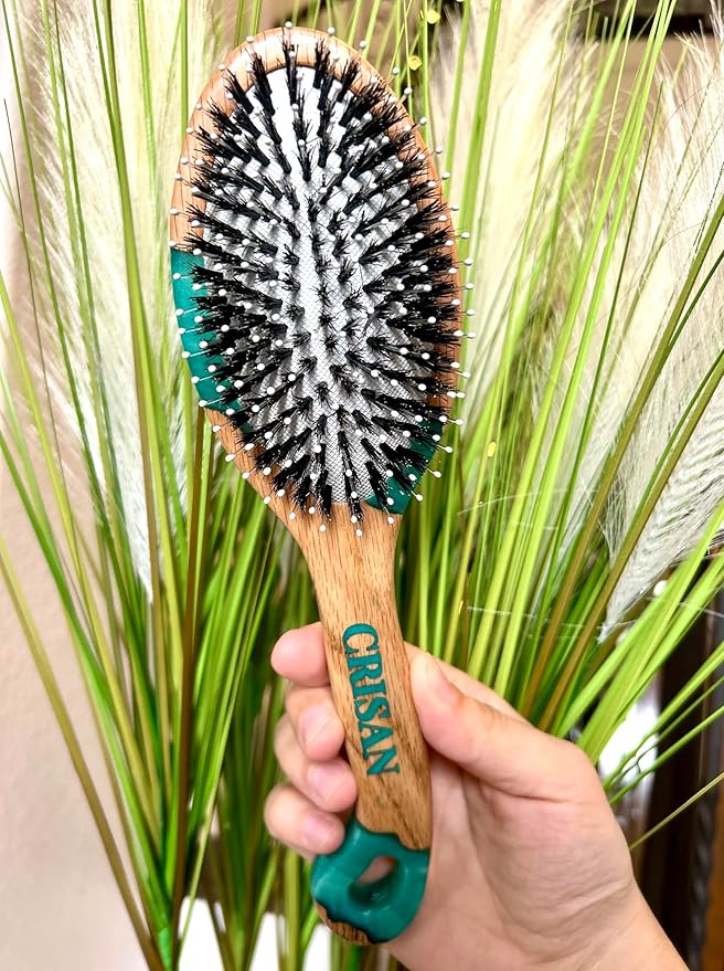 CRISAN Everlasting Hair Brush, Hand Carved Oak Wood and Resin Handle, 3 Interchangeable Bristles - Mixed, Boar, and Nylon (Alexandrite)