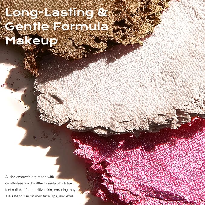 Color Nymph 3-IN-1 Face Palette, Ultra-Smoothy Creamy Blush Highlighter Bronzer Palette, Shimmer & Long-Lasting, Glowy Finish - Makeup Stacks for Travel | Vegan & Cruelty-Free - Starlit Glow