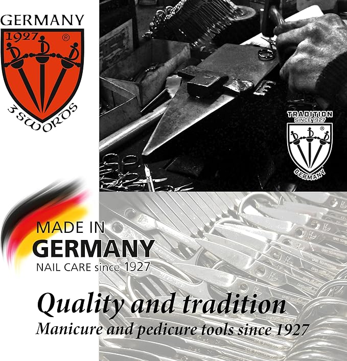3 Swords Germany - brand quality 6 piece manicure pedicure kit set - stainless steel nail care tools - Made in Solingen Germany (500)