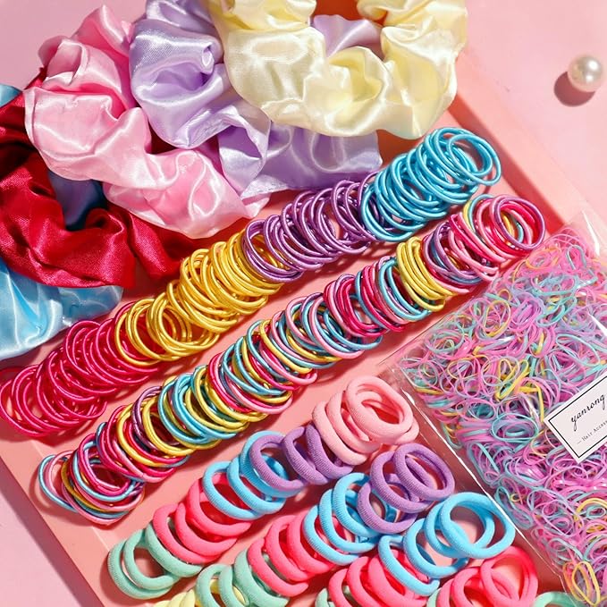 Colour Hair Accessories, Hair Ties, Scrunchies For Girls Women, Ponytail Holders, Traceless Hair Ropes Set For Baby and Kids