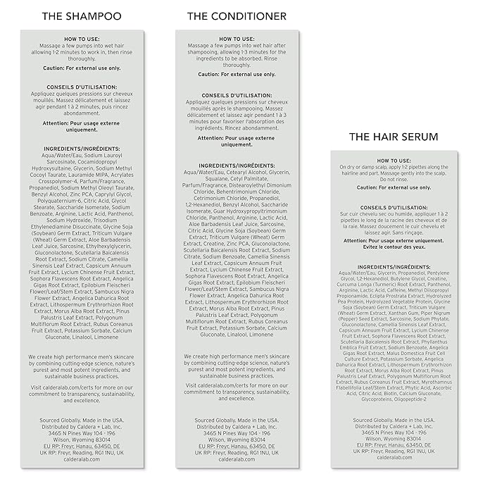 Caldera + Lab The Hair Care System | Men’s Bundle for Healthier, Fuller Hair, Scalp-Focused & Sulfate-Free – Shampoo, Conditioner & Serum Set, Dermatologically Tested