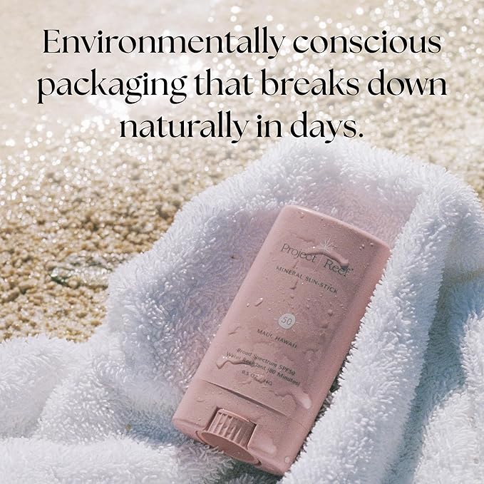 Project Reef SPF 50 Mineral Sunscreen Stick – Compact SPF Stick, Hawaii Reef Act 104 Compliant, Vegan, Ocean-Friendly, Water-Resistant, 0.5 oz