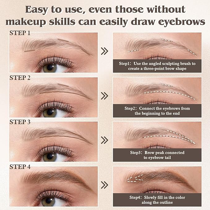 Dark Brown Eyebrow Powder，Eyebrow Kit Makeup Palette，Two Colors Matte Eye Brow Powder With Mirror&Brow Brush for Women，LongLasting，Waterproof，Fill & Sculpt，Defined Natural Brows 03