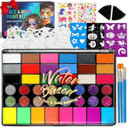 Professional Face Painting Kit – 42 Color Water-Activated Face Paint Makeup Palette with Stencils, Gems & Brushes – Non-Toxic Body Paint for Parties, Festivals, School Events & Carnival