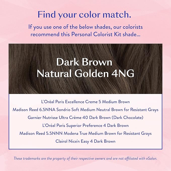 eSalon Permanent Hair Color & Hair Dye Kit - Dark Brown Natural Golden - Personal Colorist for Up To 100% Gray Coverage, All Hair Types - Professional-Grade Ammonia-Free Dye