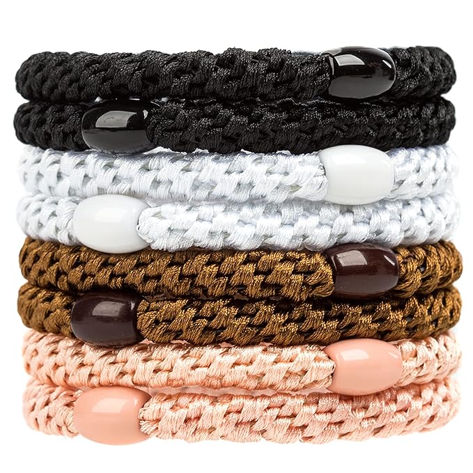 J.CARP 8Pcs Mixed color Hair Ties for Women Girls, Elastics Hair Bands Ponytail Holders, No Damage No Crease Hair Elastics, Perfect for Girls and Women with Thick or Curly Hair, Style 05