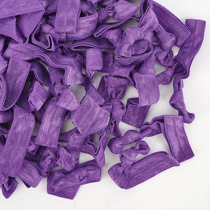 MEEDEE 100 Pack Purple Hair Ties For Women Purple No Crease Hair Ties No Damage Pony Tails Hair Ribbon Ouchless Elastic Knotted Hair Ribbon Yoga Hair Ribbons Elastic Bracelets