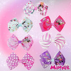 Disney Minnie Mouse Hair Bows - Hair Accessories Gift Set - Minnie Hair Bow - 7 Pcs 4 Inch Bundle - Hair Bows for Girls - Minnie on each clip - Alligator Clip - Ages 3 +