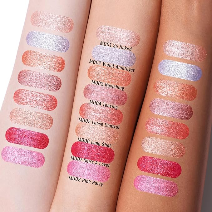 Oulac Red Lipsticks for Women Metallic Lipstick, Long Lasting Lip Gloss Waterproof, Glitter Lipstick Lip & Eye 2 IN 1, High Impact Lip Color, No Transfer, Vegan MD07