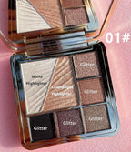 All-in-One Eyeshadow Palette, 7 Colors Eye Shadow Palette, Glitter, Matte, Shimmer Eyeshadows, Blush, Highlighter Contour Makeup Palettes, Highly Pigmented Waterproof Long Lasting. (Color 1)