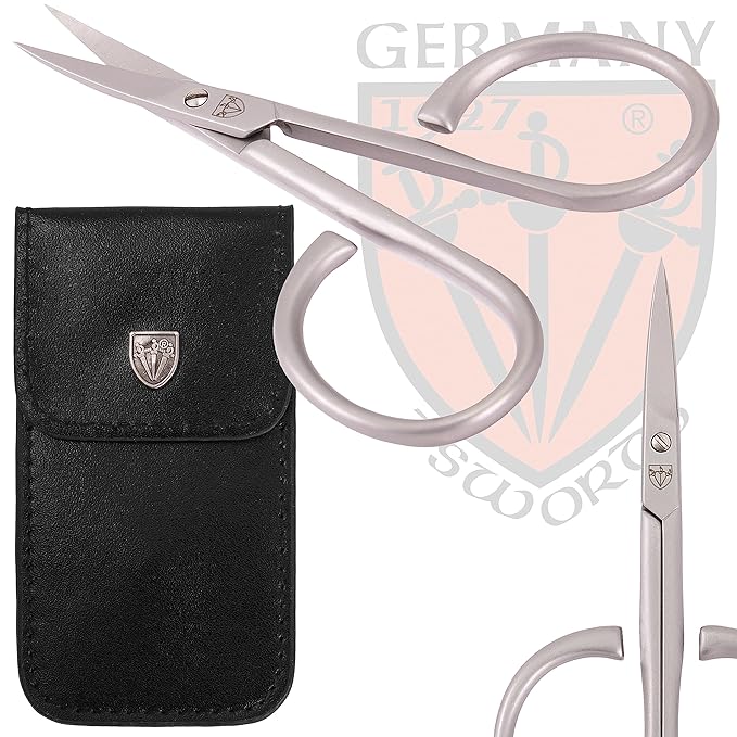 3 Swords Germany - brand quality STAINLESS STEEL INOX CURVED CUTICLE SCISSORS - STRONG SCISSORS FOR STRONG PEOPLE with case by 3 Swords Germany