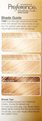 L'Oreal Paris Superior Preference Luminous Fade-Defying Permanent Hair Color, Hair Dye For Up to 9 Weeks of Radiance, Ultimate Natural Blonde 10NB, 1 Hair Dye Kit