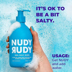 Nudy Rudy Sea Salt Suds 2 Pack, Liquid Body Wash Bundle with Bonus Soap Bar, Aloe Vera and Vitamin E, Moisturizing Shower Gel and Hand Soap for Men and Women 16.9 fl oz and 4.2 oz