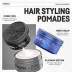 Immortal NYC Iconic Men Cream Pomade - Flex Medium/Stong Hold - Low Shine All Natural Water-Based Hair Cream Pomade for Men - No Residue, All Hair Types