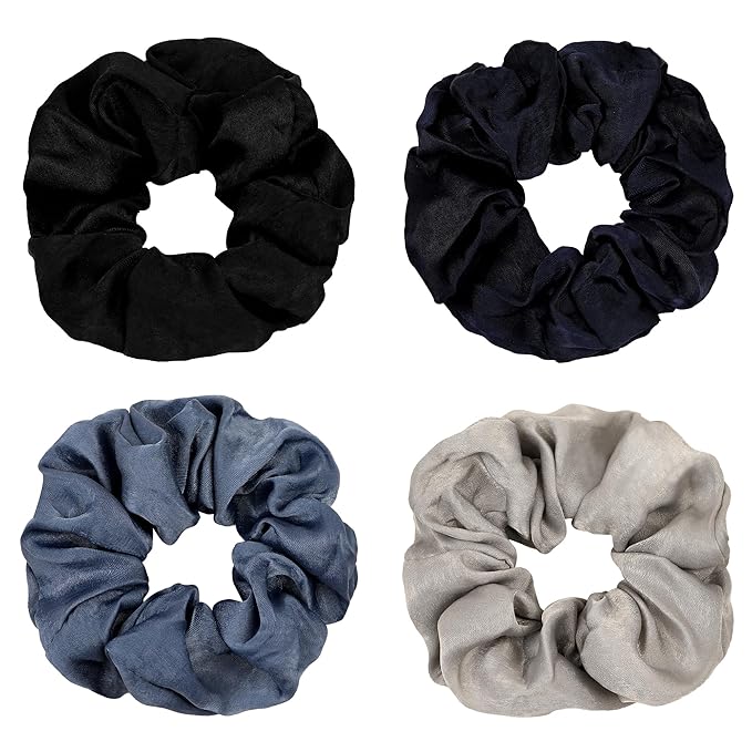 Silk Satin Scrunchies Women Hair Ties - Ivyu Big Scrunchy Ponytail Holder No Crease Hair Bands Soft Elastic No Hurt Your Hair for Vsco Girl Women Blue