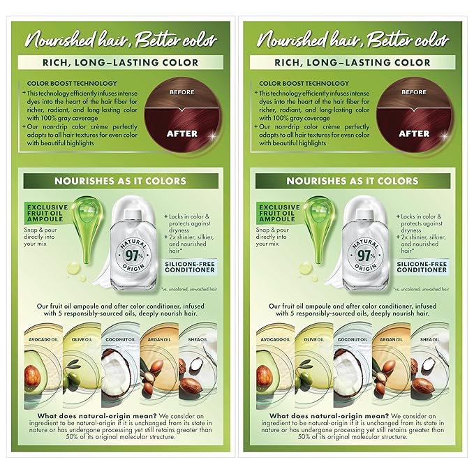 Garnier Hair Color Nutrisse Nourishing Creme, 66 True Red (Pomegranate) Permanent Hair Dye, 2 Count (Packaging May Vary)