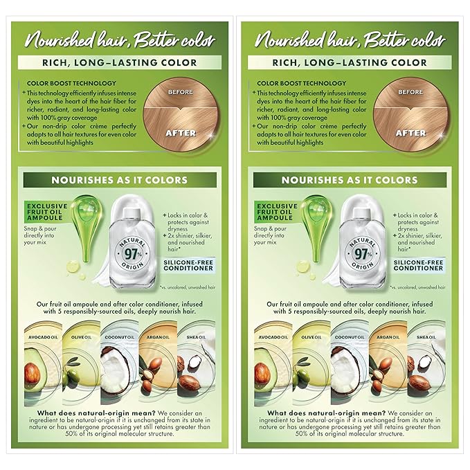 Garnier Hair Color Nutrisse Nourishing Creme, 93 Light Golden Blonde (Honey Butter) Permanent Hair Dye, 2 Count (Packaging May Vary)