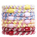 AXEN 8PCS Elastic Hair Tie for Women Girls, Cotton Bands Soft Woven Ponytail Holders for Thick Hair and Curly Hair, Double Mixed Colors