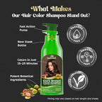 Herbishh Hair Color Shampoo - Magic Dye for Gray Hair, Lasting Color in Minutes - 500 Ml, 3-In-1, Ammonia-Free (Dark Brown)