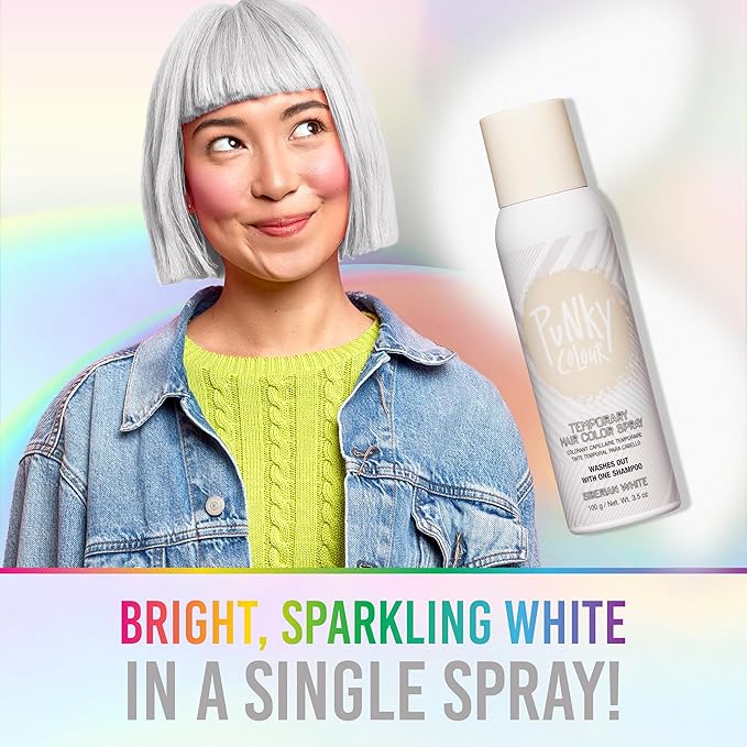 Punky Temporary Hair Color Spray – Siberian White, Instant Vivid Temporary Hair Dye for Women, Wash Out, Hair-Color Spray, 3.5 oz, 2 Pack