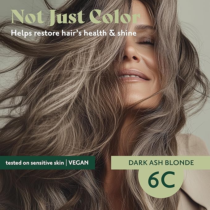 Herbatint Permanent Hair Dye For Women - 6C Dark Ash Blonde - For Up To 100% Gray Coverage of Resistant Gray Hair - Ammonia-Free, Alcohol-Free & Vegan - Salon Influenced Hair Color 5.75 fl oz