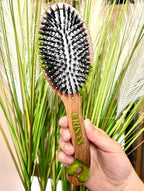 CRISAN Everlasting Hair Brush, Hand Carved Oak Wood and Resin Handle, 3 Interchangeable Bristles - Mixed, Boar, and Nylon (Peridot)