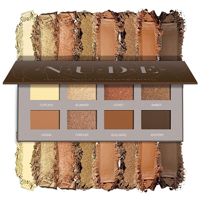 Brown Eyeshadow Palette Matte 8Color, Neutral Naked Nude Eye Shadow for Latte Makeup, Warm Brown Shimmery Eye Looks, Long Lasting & Pigmented (Naked)
