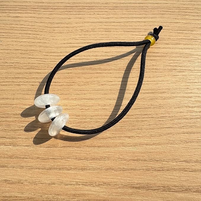 Elastic Hair Tie for Women Real Gemstone beads Ponytail Holders Hair Accessories hair elastic tie for Women Men (White Quartz)