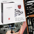 3 Swords Germany - brand quality 12 piece manicure pedicure grooming kit set for professional finger & toe nail care with cognac synthetic leather case - Made in Germany