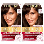 L'Oreal Paris Excellence Crème Permanent Hair Dye, Triple Care Hair Color with Pro-Keratine Complex for 100% Gray Hair Coverage, 4A Dark Ash Brown, 1 Kit (Pack of 2)