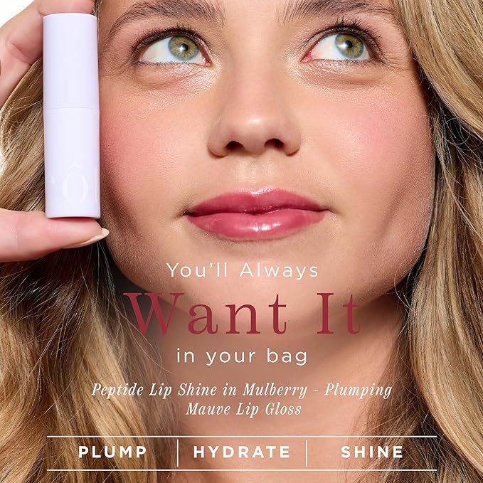 Cote Beauty's Mulberry Peptide Lip Shine, Ultra Hydrating & Long-Lasting Mauve Plumping Lip Gloss for Women with Hyaluronic Acid, Shea Butter & Jojoba Oil, Vegan & Cruelty-Free, 0.12 Fl Oz