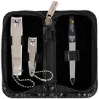 3 Swords Germany - brand quality 3 piece manicure pedicure grooming kit set for professional finger & toe nail care tool clipper fashion leather case in gift box, Made by 3 Swords (00811)