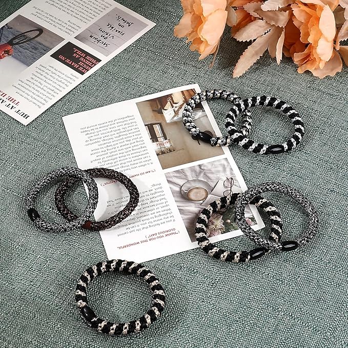 30 Pcs Hair Ties No Damage for Women Girls, High Elastic Braided Hair Ties for Thick Hair, Soft Ponytail Holders, No Crease Hair Bands for Curly Thin Hair Scrunchies (Neutral Colors)