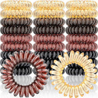 27 PCS Spiral Hair Ties,No Crease Coil Hair Bands, Phone Cord Hair Ties for Thick Hair - Women Ponytail Holder Elastics（Brown series)