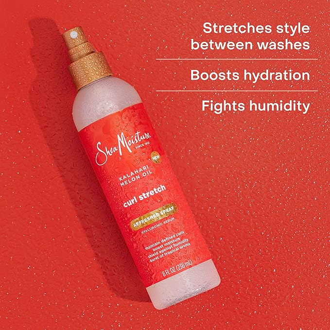 SheaMoisture Curl Stretch Refresher Spray Kalahari Melon Oil and Marula Oil Between Wash Style Stretcher Boosts Hydration, Fights Humidity and Frizz with Hyaluronic Serum 8 Fl Oz