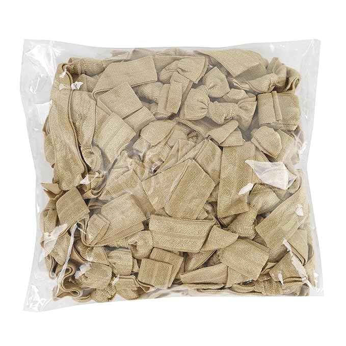 MEEDEE 100 Pack Gold Hair Accessories for Women: No Crease Soft Ribbon Knotted Hair Ties, Ouchless Ponytail Holders, Elastic Yoga Hair Bracelets